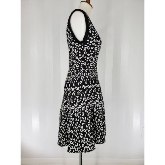 Rebecca Taylor Women Animal Print Round Neck Dress Black Sz S #102 - Picture 3 of 12